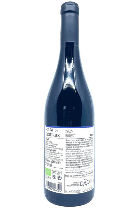 Casa de Mouraz Dao Tinto 2021 back label - Natural Wine Dealers