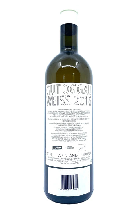 Gut oggau Weiss 2016 back label - Natural Wine Dealers