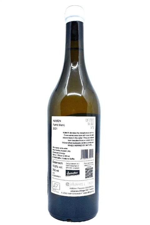 Johannes Zillinger Numen Fumé Blanc 2021 back label - Natural Wine Dealers