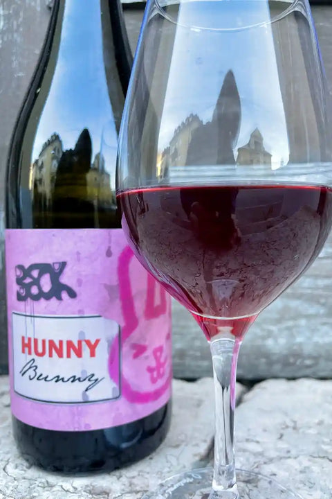 Judith Beck Hunny Bunny 2023 bottle and glass - Natural Wine Dealers